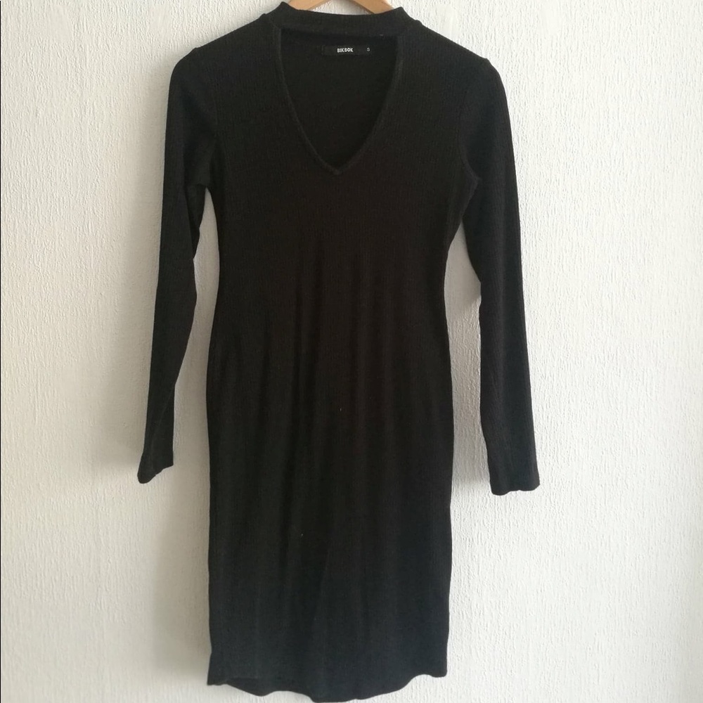 TEMPORARY NFS NWOT Black skinny ribbed choker dres